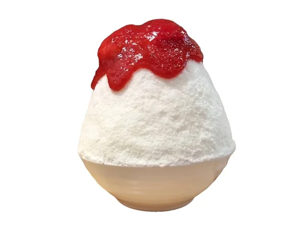 Koreanisches Dessert Bing Mit Erdbeere Isoliert Weißer Hintergrund Stockfoto