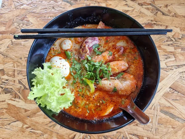Cremoso Tom Yum Fideos Una Comida Famosa Tailandia Puede Comer — Foto de Stock