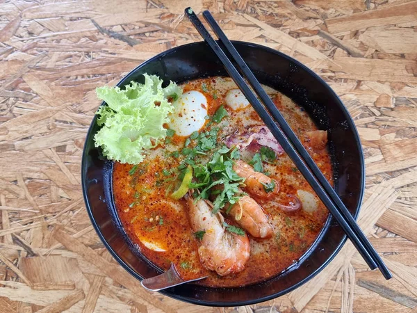 Cremoso Tom Yum Fideos Una Comida Famosa Tailandia Puede Comer — Foto de Stock