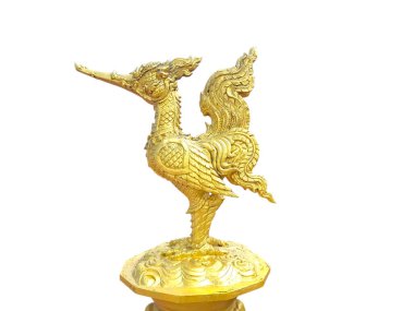 Tayland mitolojisinden saygıdeğer bir Himmapan hayvanı olan muhteşem bir altın Hamsa geleneksel Tayland Kanok desenleriyle süslenmiştir.