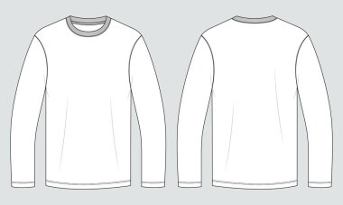 Raglan Uzun kollu sweatshirt vektör illüstrasyon şablonu beyaz arkaplan üzerinde izole edilmiş ön ve arka görüntüler