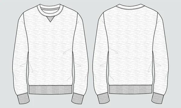 Шаблон Векторной Иллюстрации Рубашки Длинным Рукавом Передний Задний Виды Изолированы — стоковый вектор