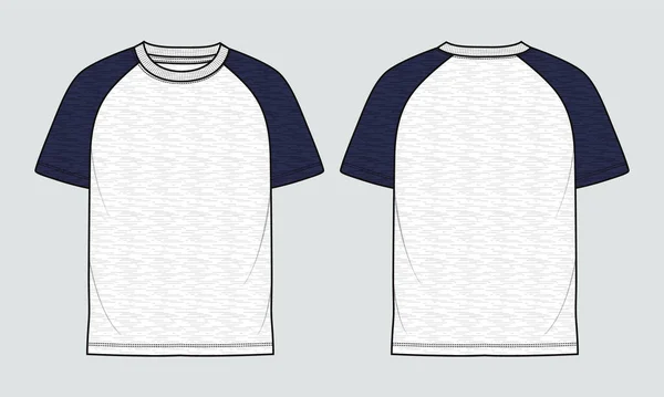 Camiseta Manga Corta Vector Ilustración Plantilla Vista Frontal Trasera Aislado — Vector de stock