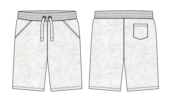Sweat Shorts Hose Technische Zeichnung Mode Flache Skizze Vektor Illustration — Stockvektor