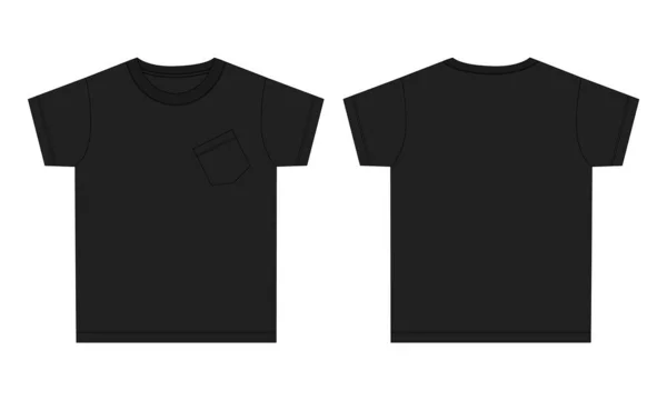 Manica Corta Basic Shirt Tecnica Moda Piatto Schizzo Vettore Illustrazione — Vettoriale Stock