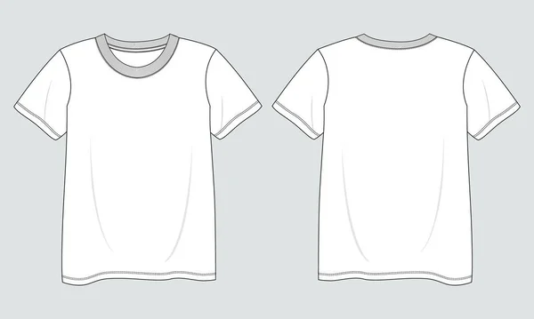 Kurzarm Basic Shirt Technische Mode Flache Skizze Vektor Illustration Vorlage — Stockvektor