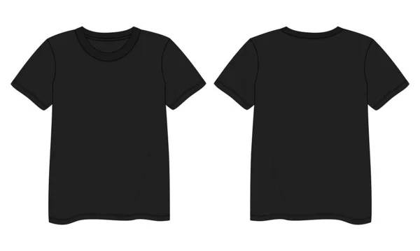 Kort Ärm Grundläggande Shirt Tekniskt Mode Platt Skiss Vektor Illustration — Stock vektor