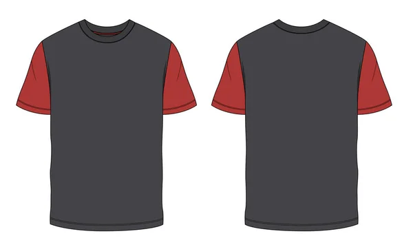 Manica Corta Shirt Vettore Illustrazione Modello Anteriore Posteriore Vista Isolata — Vettoriale Stock