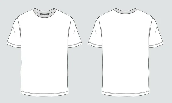 半袖Tシャツベクトルイラストテンプレート前と後ろのビューは白の背景に隔離 — ストックベクタ