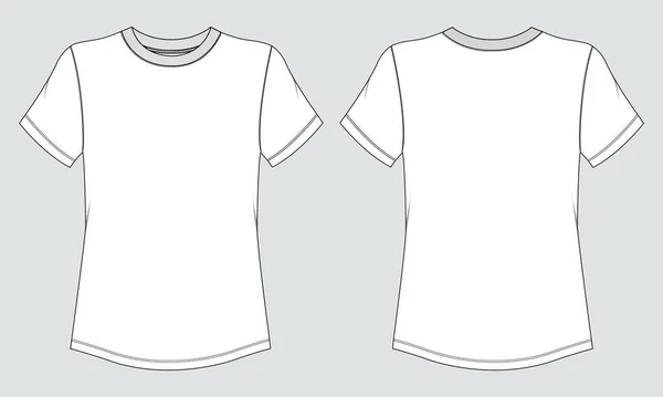 Shirt Manches Courtes Modèle Illustration Vectorielle Vues Avant Arrière Isolé — Image vectorielle