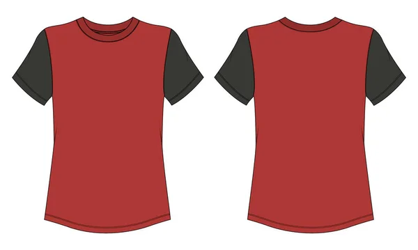 半袖Tシャツベクトルイラストテンプレート前と後ろのビューは白の背景に隔離 — ストックベクタ