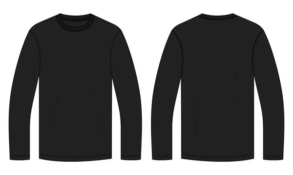 Raglan Long Sleeve Sweatshirt Vector Illustration Template Front Back Views — Stock Vector