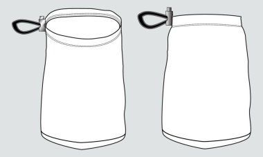 El çantası teknik çizim çizim şablonu ön ve arka görünüm.