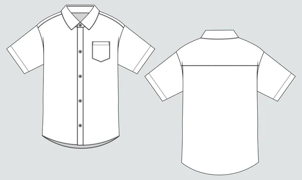 stock vector Short sleeve shirt Technical Fashion flat sketch vector illustration Template front and back views