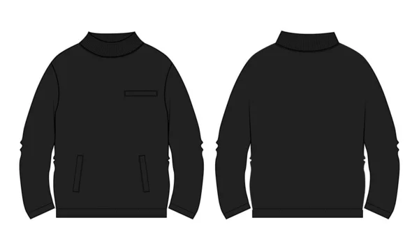 Sweatshirt Mit Stehkragen Technische Zeichnung Mode Flache Skizze Vektor Illustration — Stockvektor