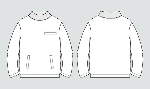 Sweatshirt Com Gola Stand Técnica Desenho Moda Plana Esboço Vetor — Vetor de Stock