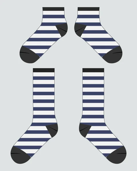 Socken Technische Zeichnung Mode Flache Skizze Vektor Illustration Vorlage Vorder — Stockvektor