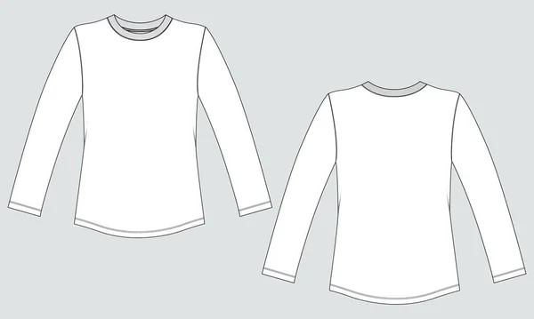 拉格朗长袖运动衫矢量图例模板前后视图隔离在白色背景 — 图库矢量图片
