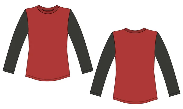 Raglan Sweat Shirt Manches Longues Vectoriel Illustration Devant Dos Vues — Image vectorielle