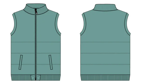 Fleece Sweat Jersey Vest Technical Drawing Fashion Flat Sketch Vector — Stock Vector