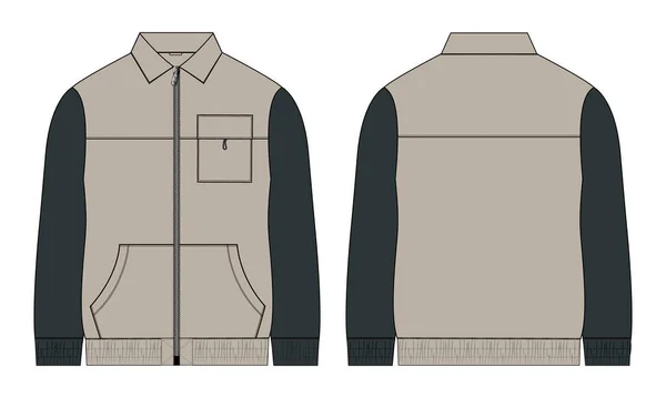 Довгий Рукав Куртка Технічний Малюнок Моди Плоский Ескіз Векторні Ілюстрації — стоковий вектор