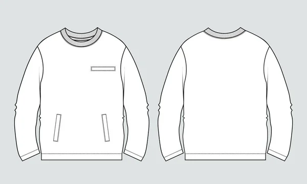 Шаблон Векторной Иллюстрации Рубашки Длинным Рукавом Передний Задний Виды Изолированы — стоковый вектор