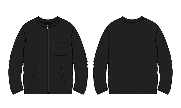 Long Sleeve Jacket Techniczne Rysunek Moda Płaski Szkic Wektor Ilustracja — Wektor stockowy