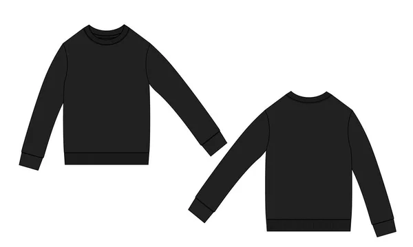 Raglan Sweat Shirt Manches Longues Vectoriel Illustration Devant Dos Vues — Image vectorielle