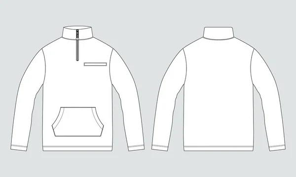 Длинный Рукав Куртки Технический Рисунок Моды Плоский Эскиз Векторного Иллюстрационного — стоковый вектор