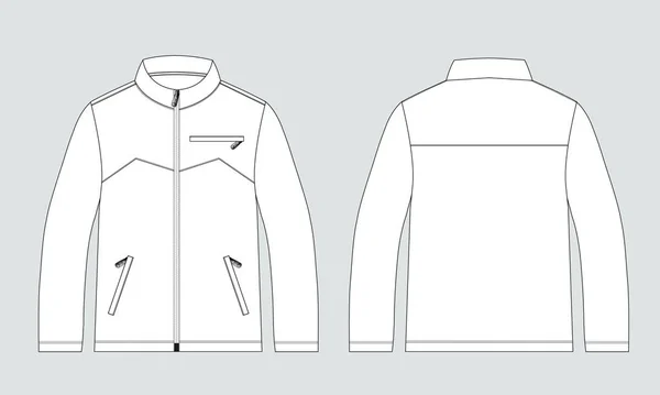 Довгий Рукав Куртка Технічний Малюнок Моди Плоский Ескіз Векторні Ілюстрації — стоковий вектор