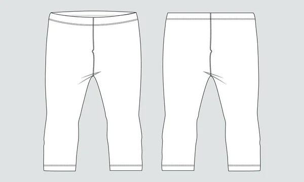 Pantalón Sudor Básico Dibujo Técnico Moda Plano Bosquejo Plantilla Vista — Vector de stock