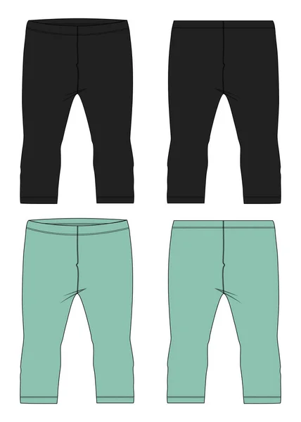 Pantalón Sudor Básico Dibujo Técnico Moda Plano Bosquejo Plantilla Vista — Vector de stock