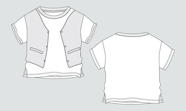 Baby Boys Shirt Technical Drawing Fashion Flat Sketch Vector Illustration — Stock Vector