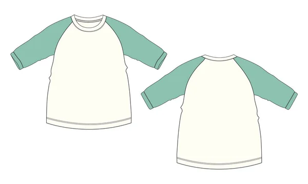 Modèle Vecteur Croquis Plat Mode Dessin Technique Sweat Shirt Manches — Image vectorielle