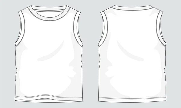 Tank Tops Technical Drawing Fashion Flat Sketch Vector Illustration Template — Stock Vector