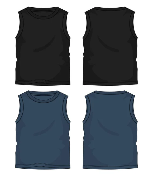 Tank Tops Technical Drawing Fashion Flat Sketch Vector Illustration Template — Stock Vector