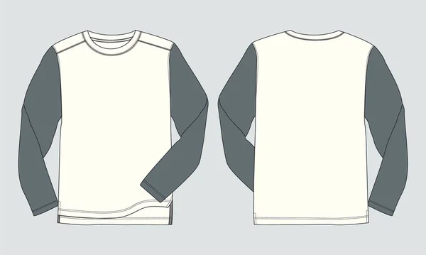 Raglan Langarm Sweatshirt Vektor Illustration Vorlage Vorder Und Rückansichten Isoliert — Stockvektor