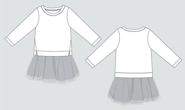 Baby Flickor Shirt Toppar Och Kjol Klänning Design Vektor Illustration — Stock vektor