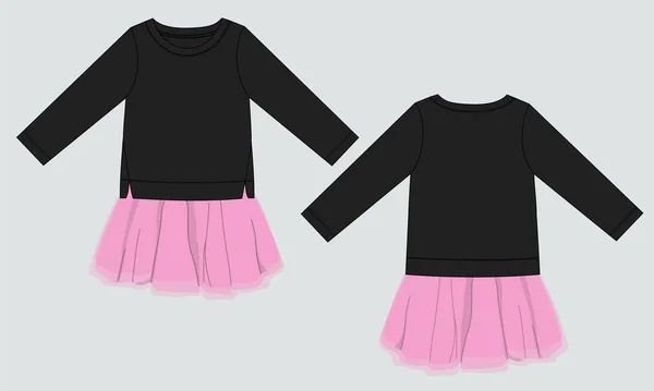 Baby Flickor Shirt Toppar Och Kjol Klänning Design Vektor Illustration — Stock vektor