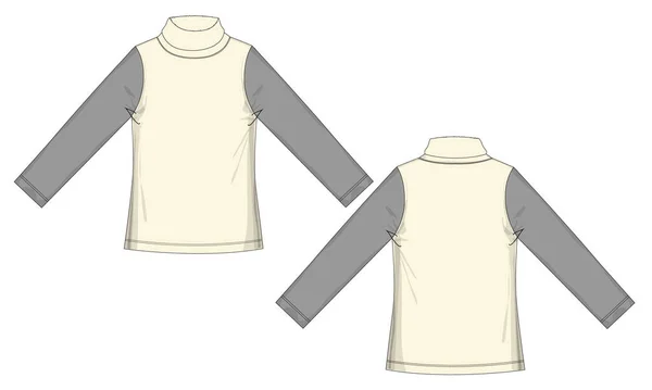 Sweatshirt Mit Stehkragen Technische Zeichnung Mode Flache Skizze Vektor Illustration — Stockvektor