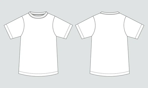 Сорочка Коротким Рукавом Векторні Ілюстрації Шаблон Спереду Ззаду Ізольовані Білому — стоковий вектор