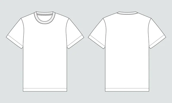 Manga Curta Camisa Vetor Ilustração Modelo Frente Verso Vistas Isoladas — Vetor de Stock