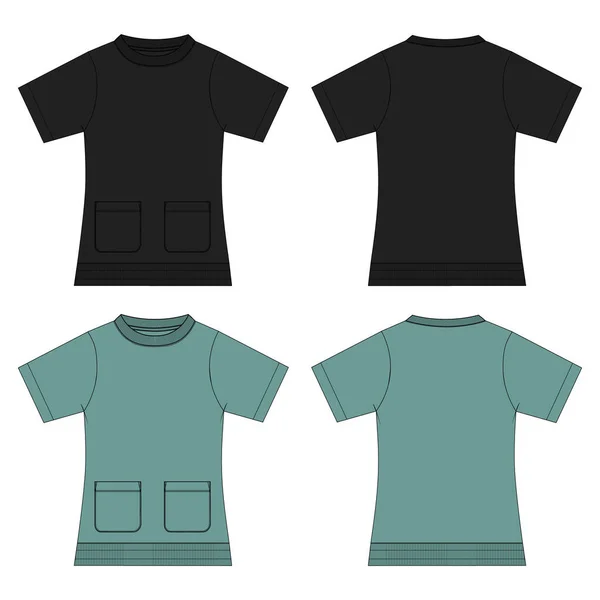 Baby Boys Koszulka Rysunek Techniczny Moda Płaski Szkic Wektor Ilustracja — Wektor stockowy