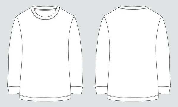 Raglan Langarm Sweatshirt Vektor Illustration Vorlage Vorder Und Rückansichten Isoliert — Stockvektor