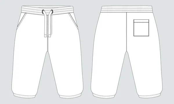 Pantalones Cortos Pantalón Dibujo Técnico Moda Plano Bosquejo Plantilla Vista — Archivo Imágenes Vectoriales