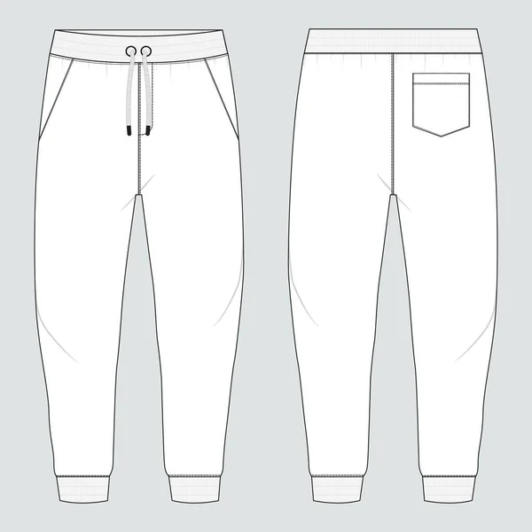 Jersey Jogger Pants Technical Drawing Fashion Flat Sketch Vector Illustration — Stock Vector