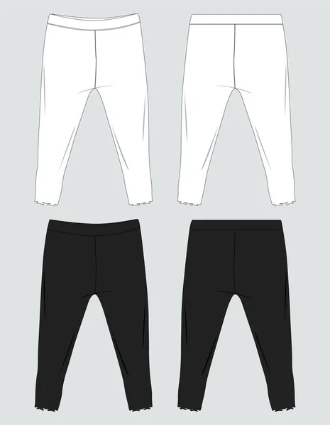 Basic Sweat Pant Technical Drawing Fashion Flat Sketch Template Front — Stock Vector
