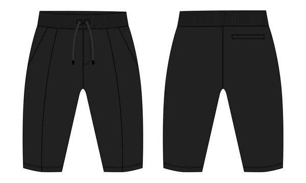 Shorts Παντελόνι Τεχνική Σχέδιο Μόδας Επίπεδη Σκίτσο Πρότυπο Εμπρός Και — Διανυσματικό Αρχείο