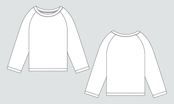 Μακρύ Μανίκι Sweatshirt Τεχνική Σχέδιο Μόδας Επίπεδη Σκίτσο Διάνυσμα Πρότυπο — Διανυσματικό Αρχείο