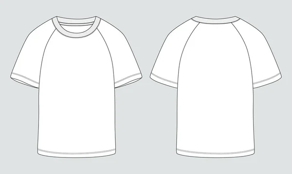 Kurzarm Shirt Vektor Illustration Vorlage Vorder Und Rückansichten Isoliert Auf — Stockvektor